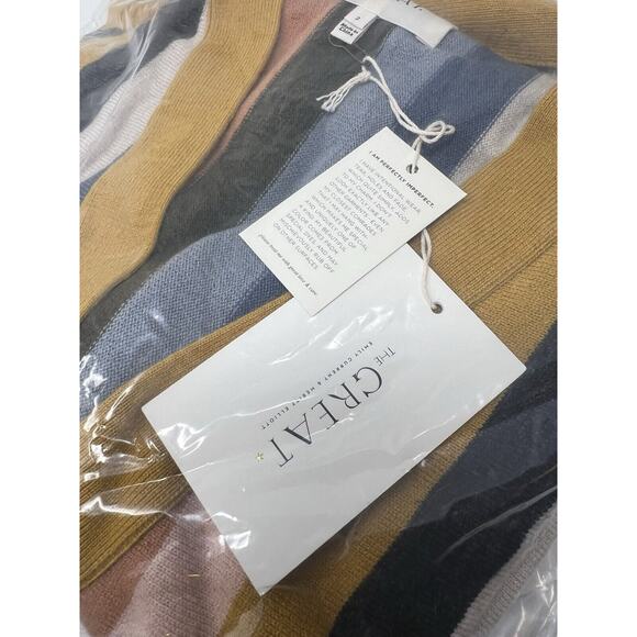 THE GREAT Sweater Womens Size 2 M The Boxy Cardigan Striped Manst BNIB NWT $325 - Picture 5 of 7